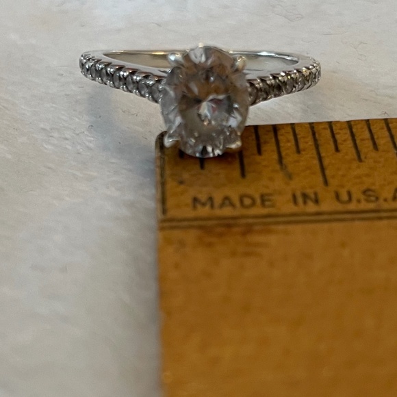 Sterling Silver CZ Ring with Hidden Halo under Center Stone - Picture 6 of 8
